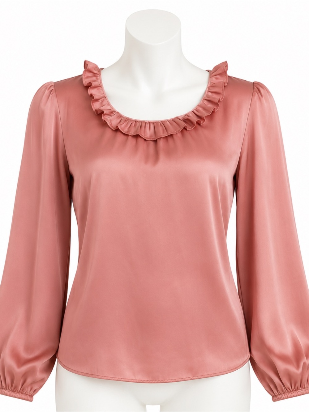 J. Crew Ruffled Scoop Satin Blouse - Dusty Rose Pink